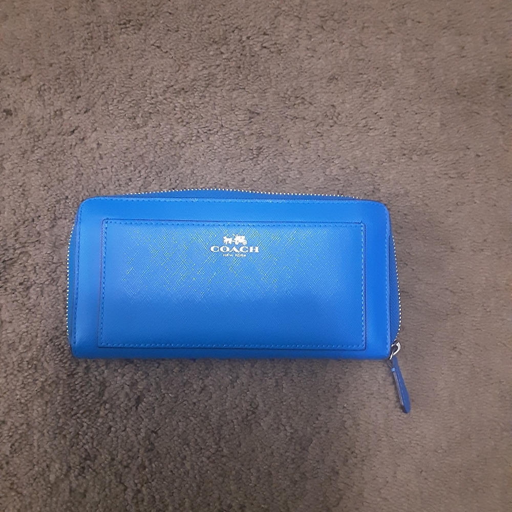 Coach Vibrant Blue Zip Wallet